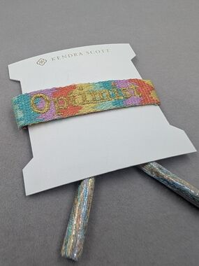 NWT Kendra Scott Pastel Woven "Optimist" Embroidered Friendship Bracelet 0022